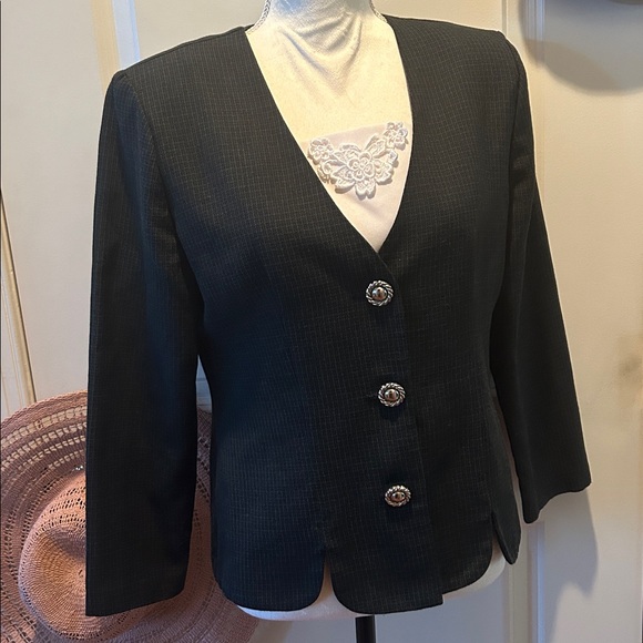 WHIRLAWAY FROCKS Vintage micro plaid Blazer 10P - Picture 1 of 10